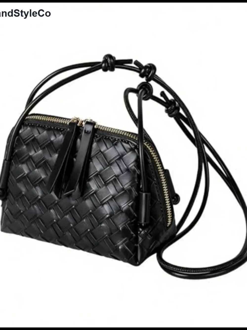 PU Leather Handwoven Crossbody Mini Satchel with Adjustable Strap